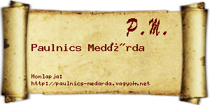 Paulnics Medárda névjegykártya